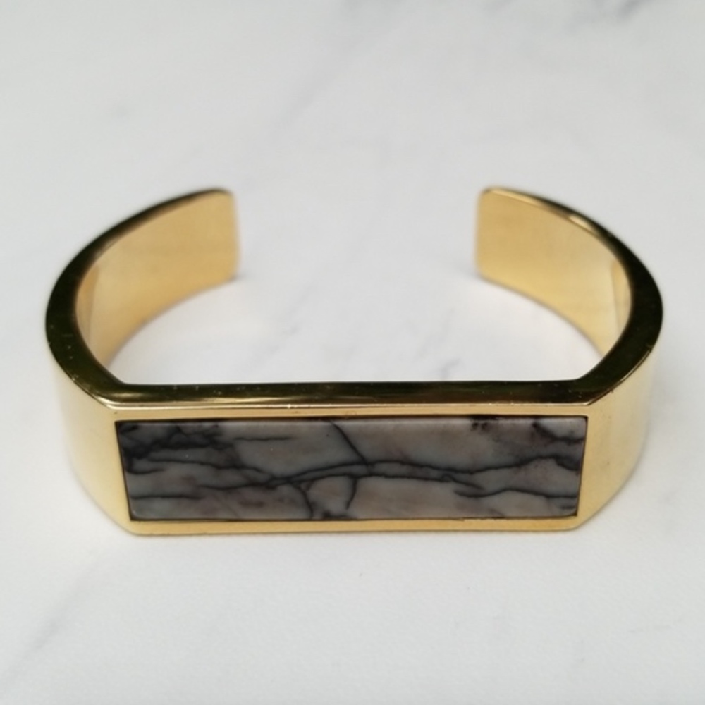 J. Crew gold and black gray marble cuff bracelet